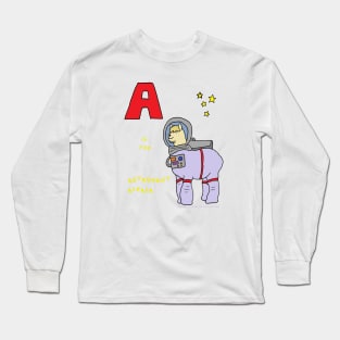 A is for Astronaut Alpaca Long Sleeve T-Shirt